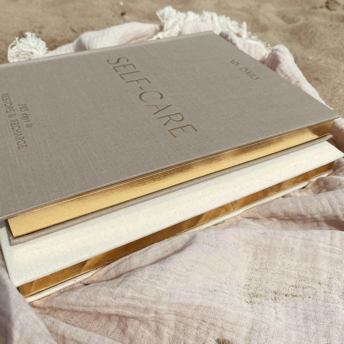 Blush And Gold My Daily Self - Care Intentions and Gratitude Journal (Pebble).