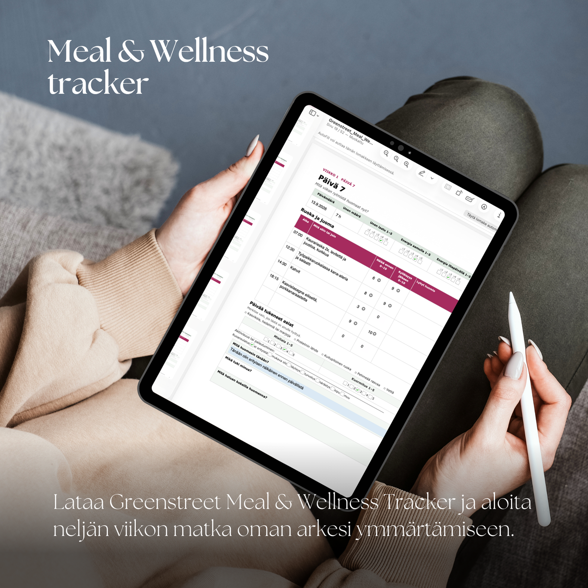 Greenstreet Meal &amp; Wellness Tracker - Syömisen ja hyvinvoinnin seurantapäiväkirja