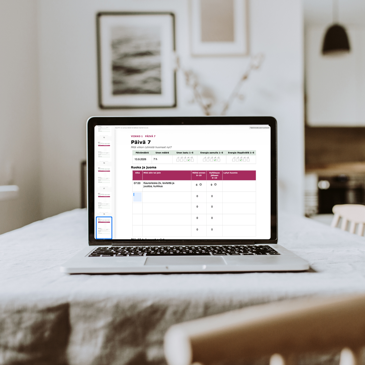 Greenstreet Meal &amp; Wellness Tracker - Syömisen ja hyvinvoinnin seurantapäiväkirja