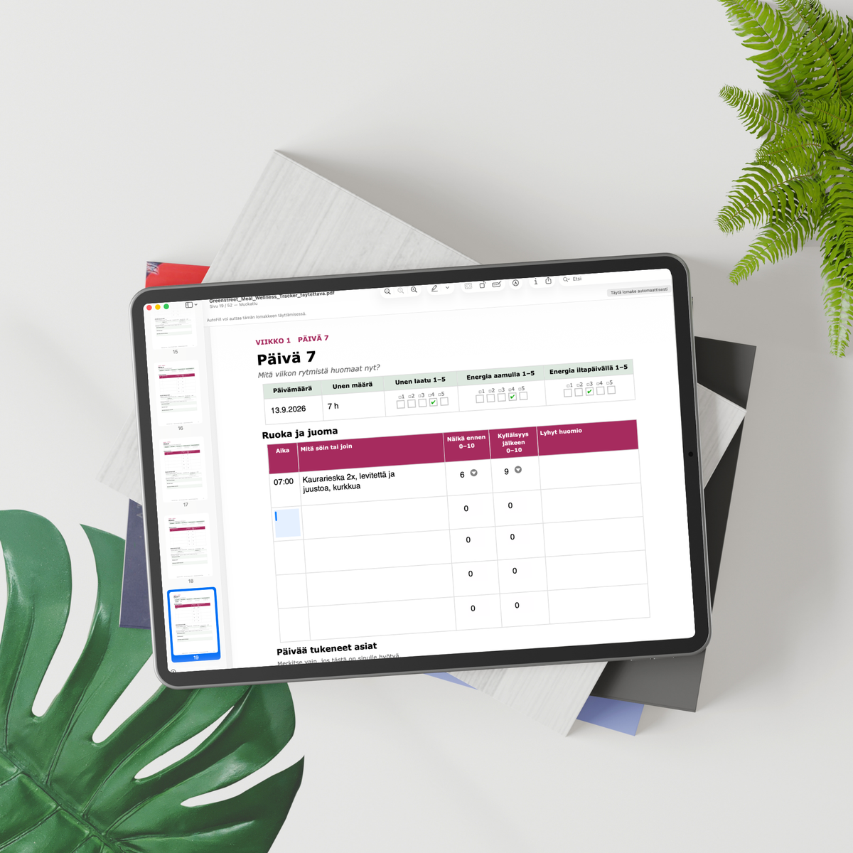 Greenstreet Meal &amp; Wellness Tracker - Syömisen ja hyvinvoinnin seurantapäiväkirja