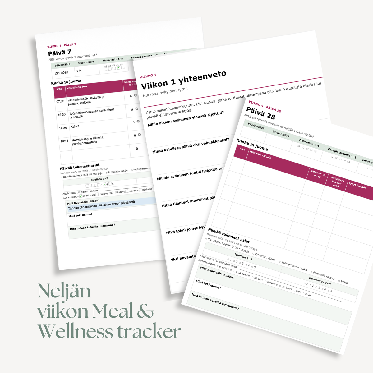 Greenstreet Meal &amp; Wellness Tracker - Syömisen ja hyvinvoinnin seurantapäiväkirja