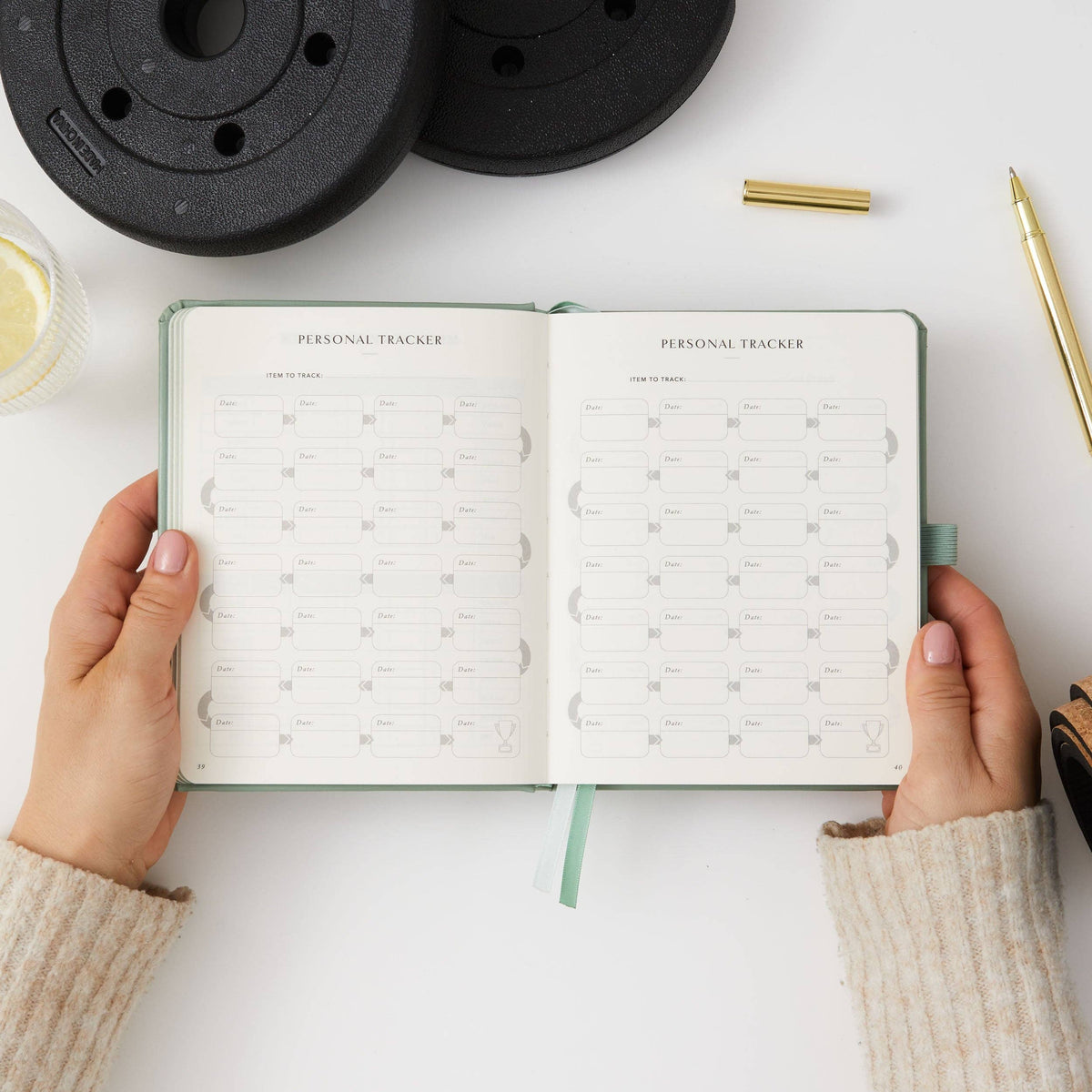 Blush And Gold My Daily Gym Planner - 150 Workouts (Green).