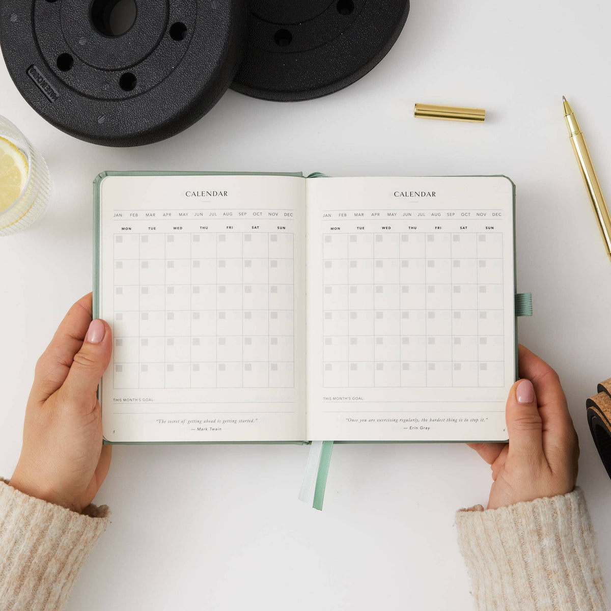 Blush And Gold My Daily Gym Planner - 150 Workouts (Green).