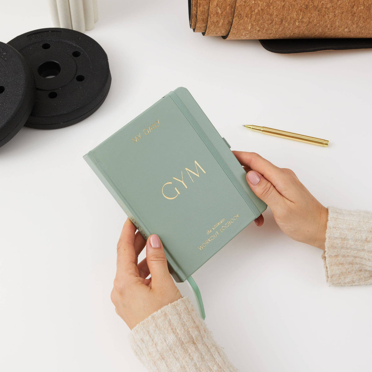 Blush And Gold My Daily Gym Planner - 150 Workouts (Green).