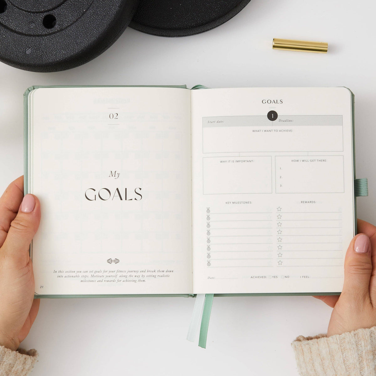 Blush And Gold My Daily Gym Planner - 150 Workouts (Green).