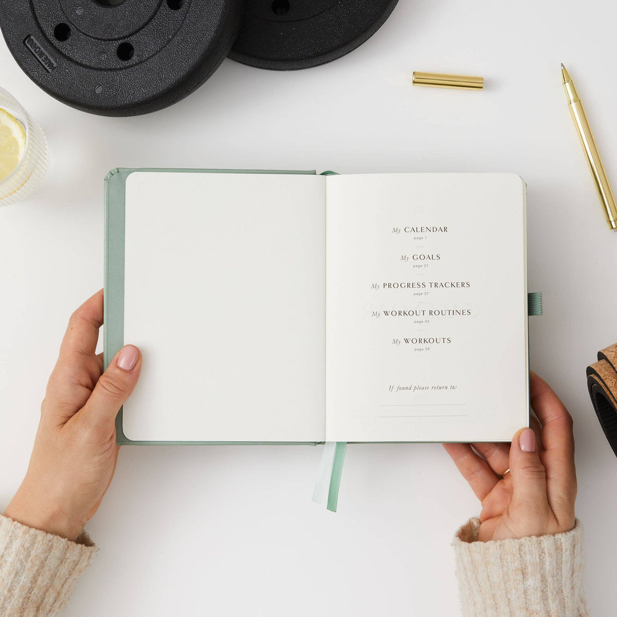 Blush And Gold My Daily Gym Planner - 150 Workouts (Green).