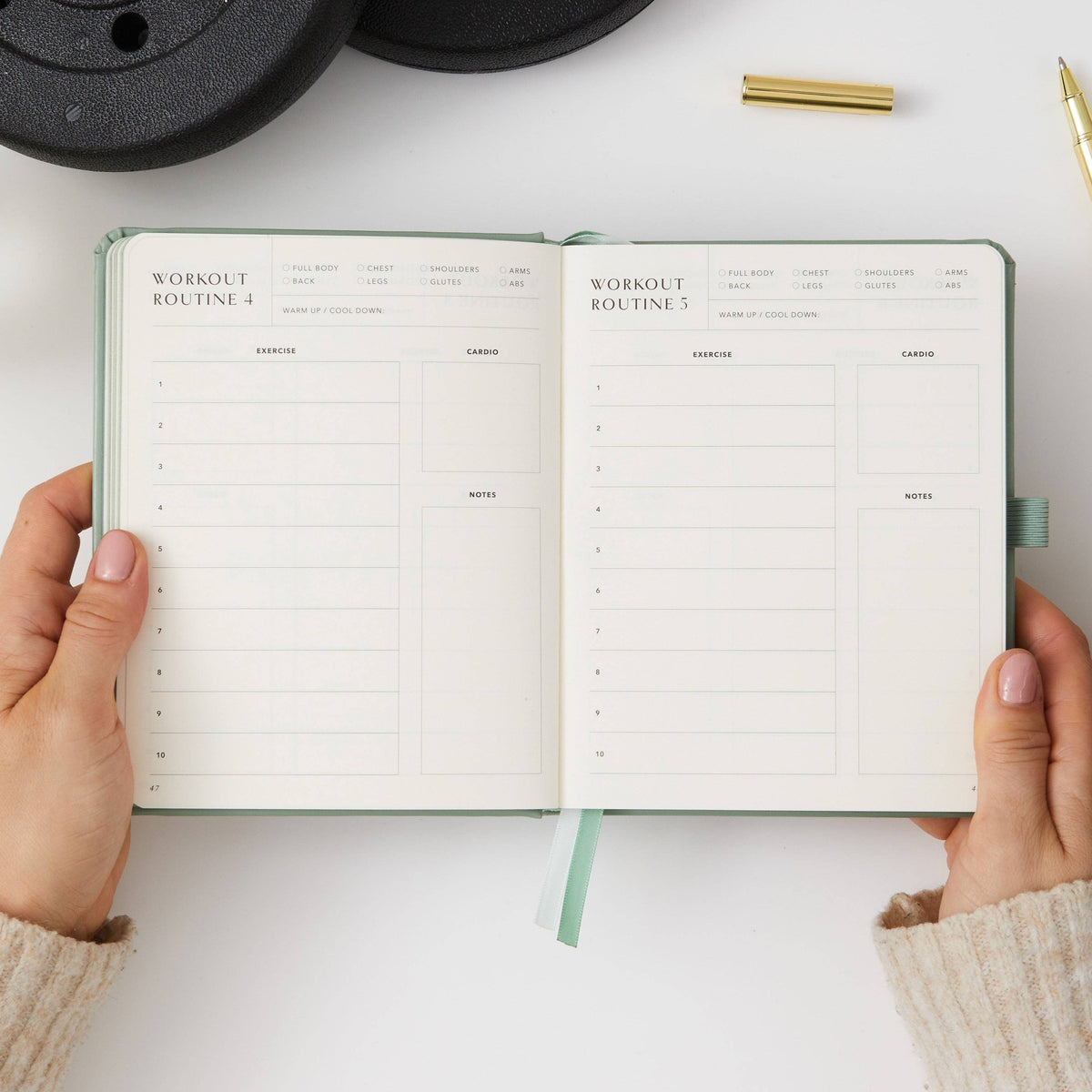 Blush And Gold My Daily Gym Planner - 150 Workouts (Green).
