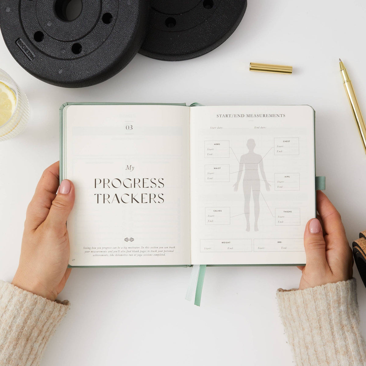 Blush And Gold My Daily Gym Planner - 150 Workouts (Green).
