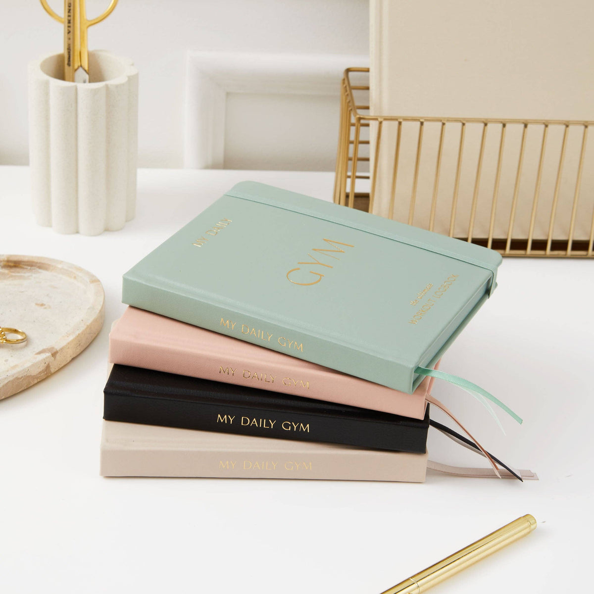 Blush And Gold My Daily Gym Planner - 150 Workouts (Green).