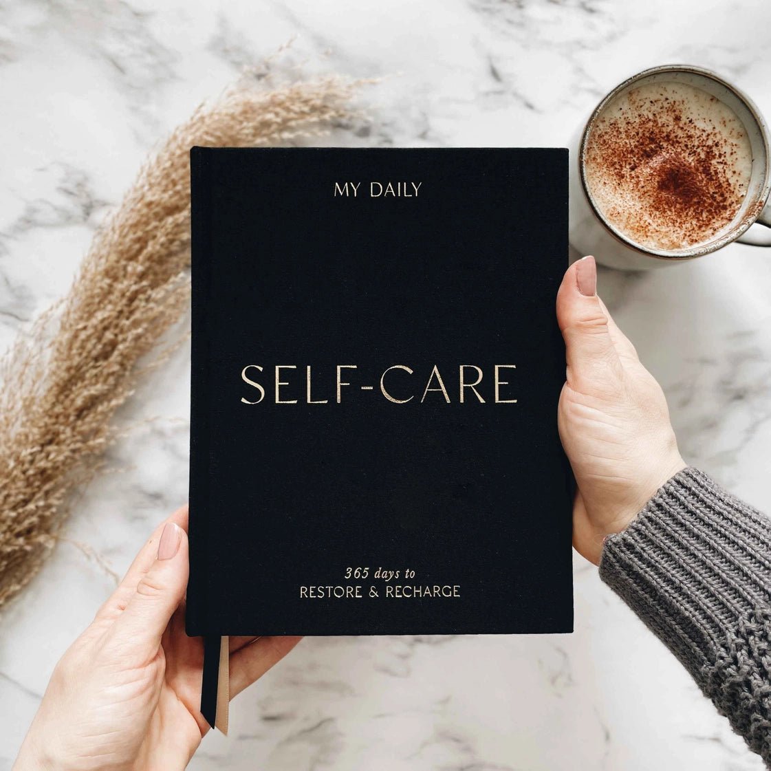 Blush And Gold My Daily Self - Care Gratitude and Reflection Journal (Black).