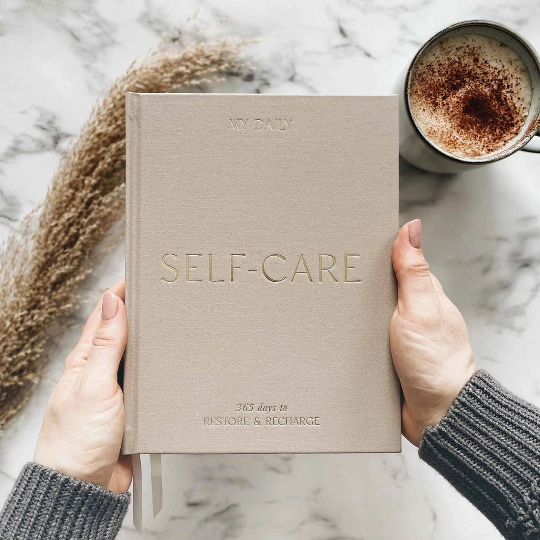 Blush And Gold My Daily Self - Care Intentions and Gratitude Journal (Pebble).