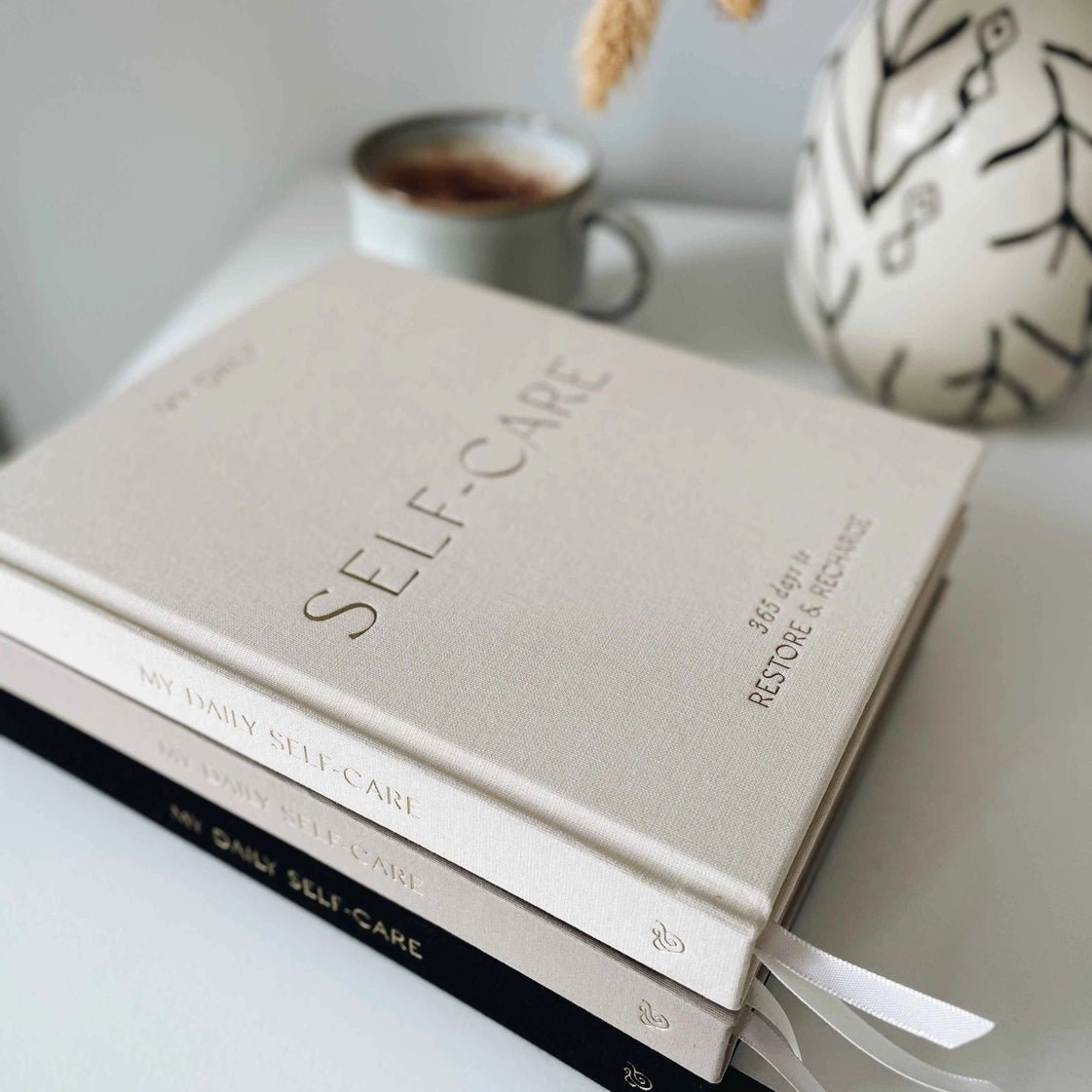 Blush And Gold My Daily Self - Care Reflection and Gratitude Journal (Almond).