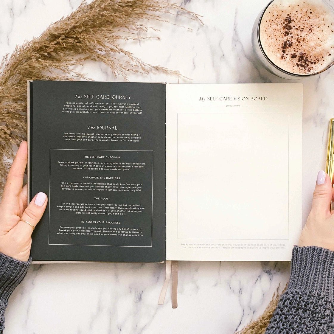 Blush And Gold My Daily Self - Care Reflection and Gratitude Journal (Almond).