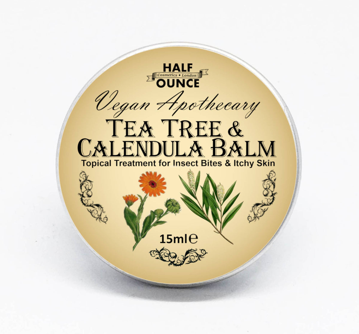 Half Ounce Cosmetics Tea Tree & Calendula Balm – yrttinen hoitobalmi, 15 ml.