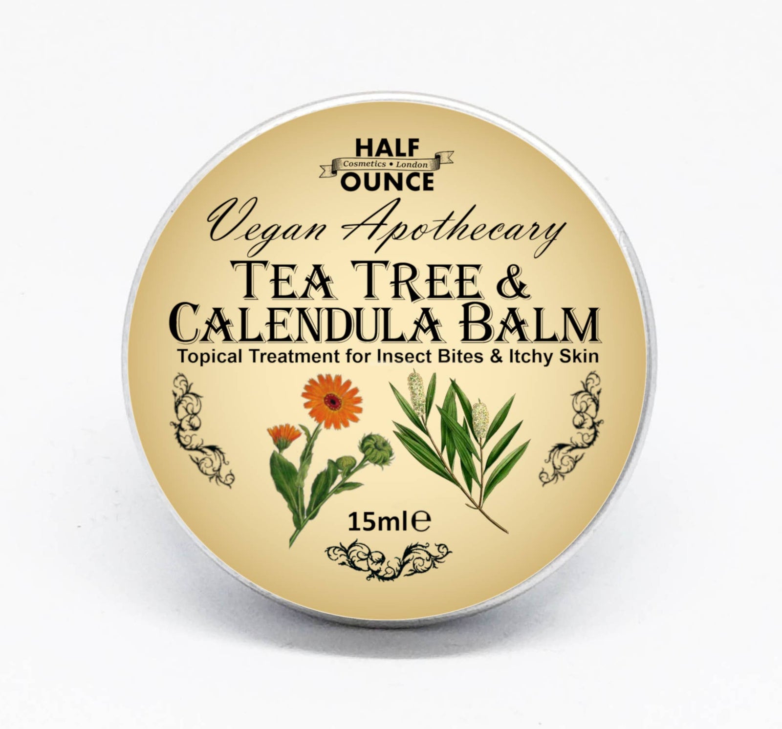 Half Ounce Cosmetics Tea Tree & Calendula Balm – yrttinen hoitobalmi, 15 ml.