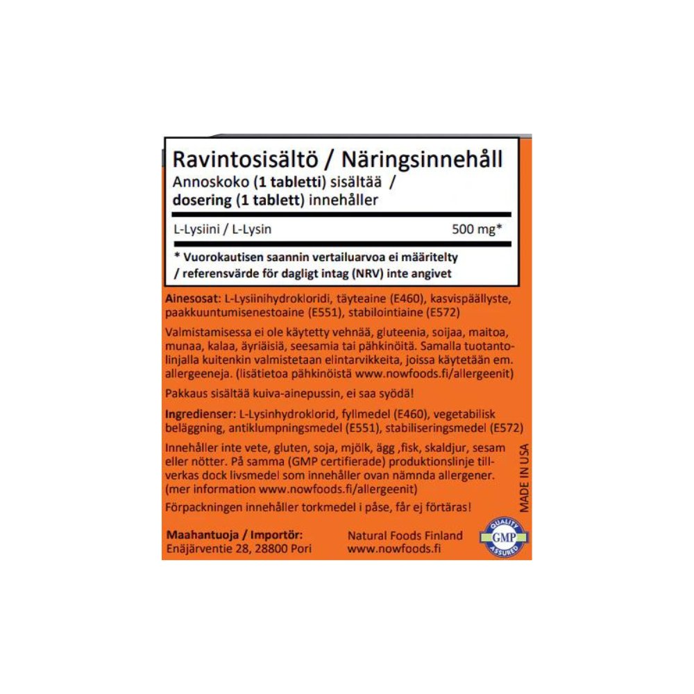 Now Foods NOW Foods L - Lysine, 500 mg, 100 kaps.