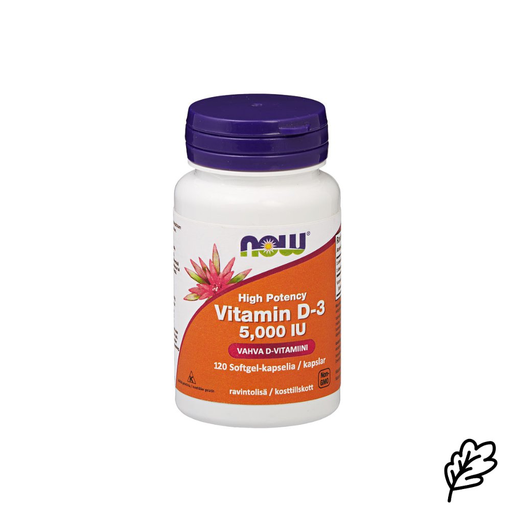 Now Foods NOW Foods Vahva D - 3 vitamiini 125 mcg / 5000 IU, 120 kaps.