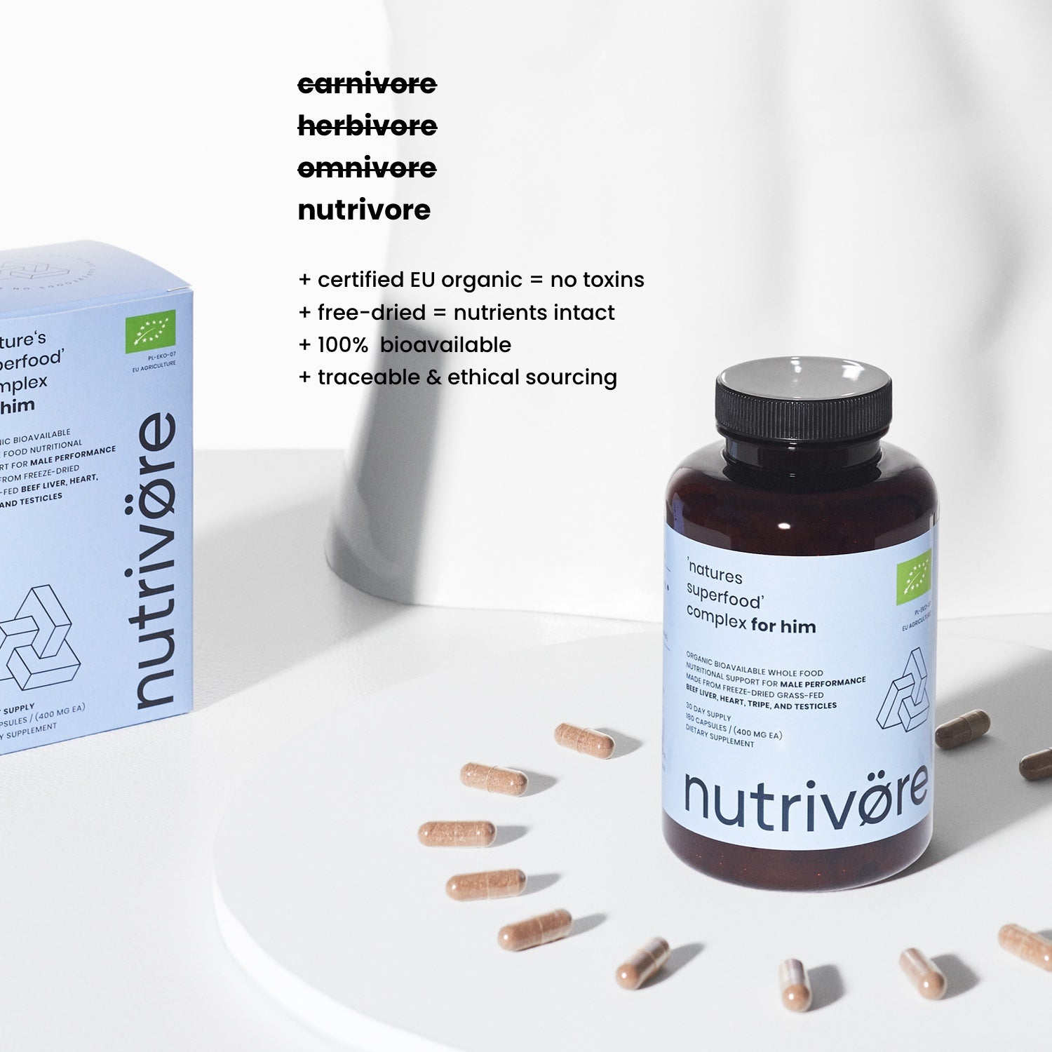 Nutrivore NUTRIVORE For Him Naudan Sisäelin, 180 kaps.