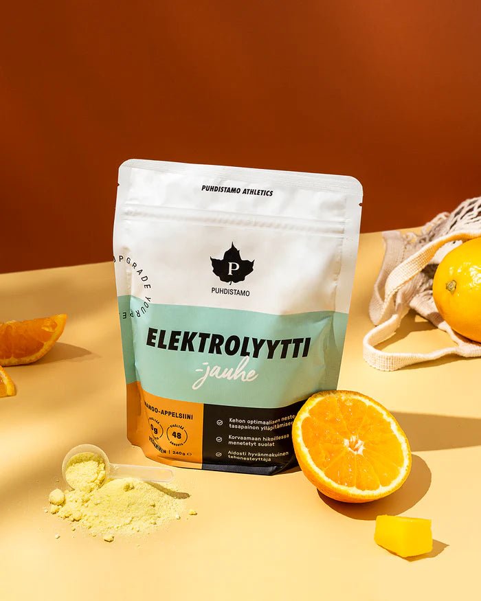 Puhdistamo Puhdistamo Elektrolyyttijauhe - Mango - Appelsiini, 240g.