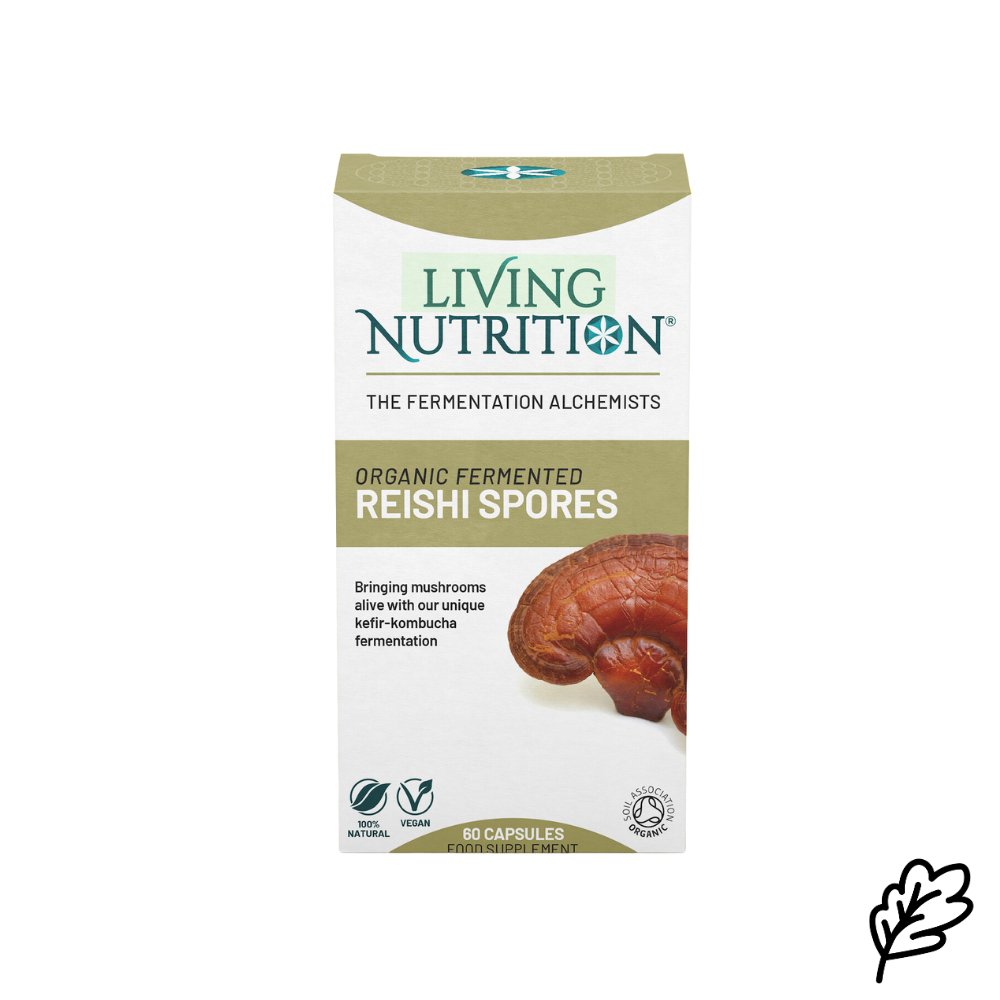 Living Nutrition Living Nutrition Fermentoitu Reishi Spores (lakkakäävän itiöt), 60 kaps.